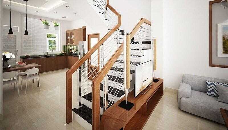 thiết kế cầu thang nhà ngang 3m